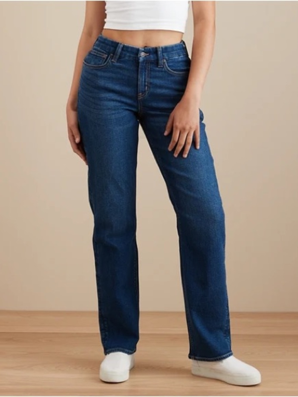 American Eagle AE Curvy Straight Leg Jeans Dark Wash Blue Sz 10XLONG